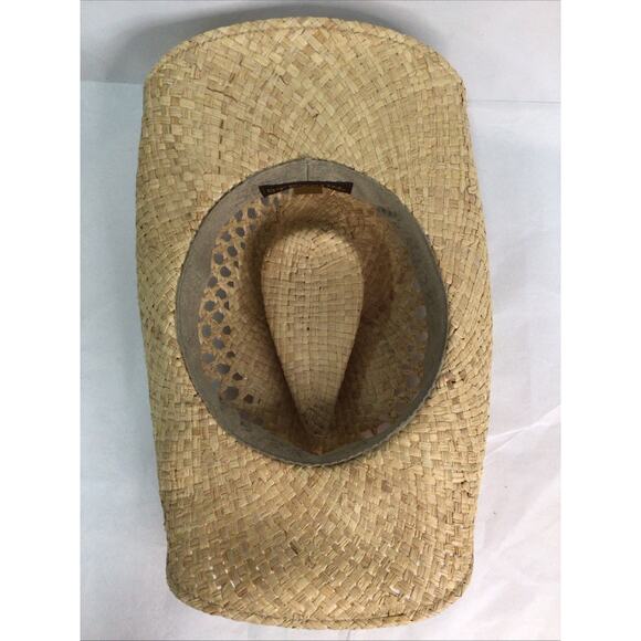 Stetson Mens Madrid Straw Cowboy Hat Turquoise Band Natural Size Small - Picture 6 of 8